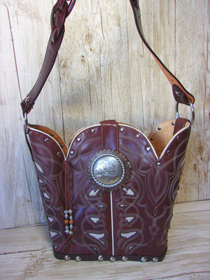 Cowboy Boot Purse - Handmade Leather Purse - Western Leather Purse BK110 cowboy boot purses, western fringe purse, handmade leather purses, boot purse, handmade western purse, custom leather handbags Chris Thompson Bags