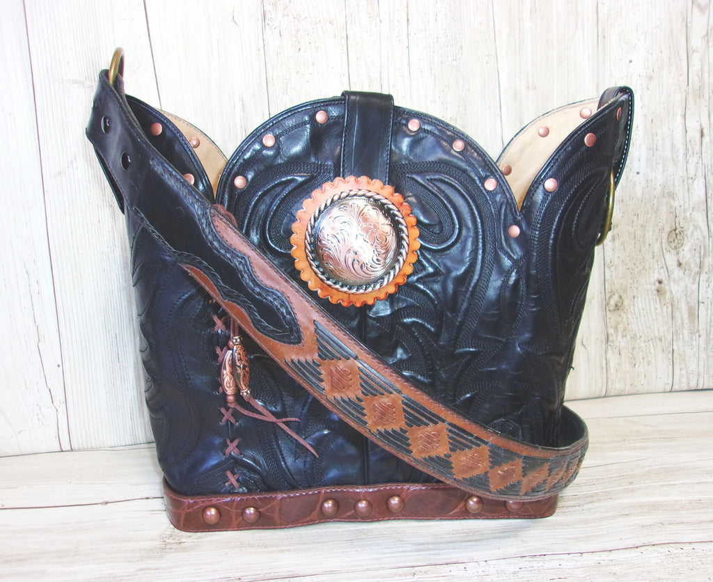 Cowboy Boot Purse - Handmade Leather Purse - Western Leather Purse BK113 cowboy boot purses, western fringe purse, handmade leather purses, boot purse, handmade western purse, custom leather handbags Chris Thompson Bags
