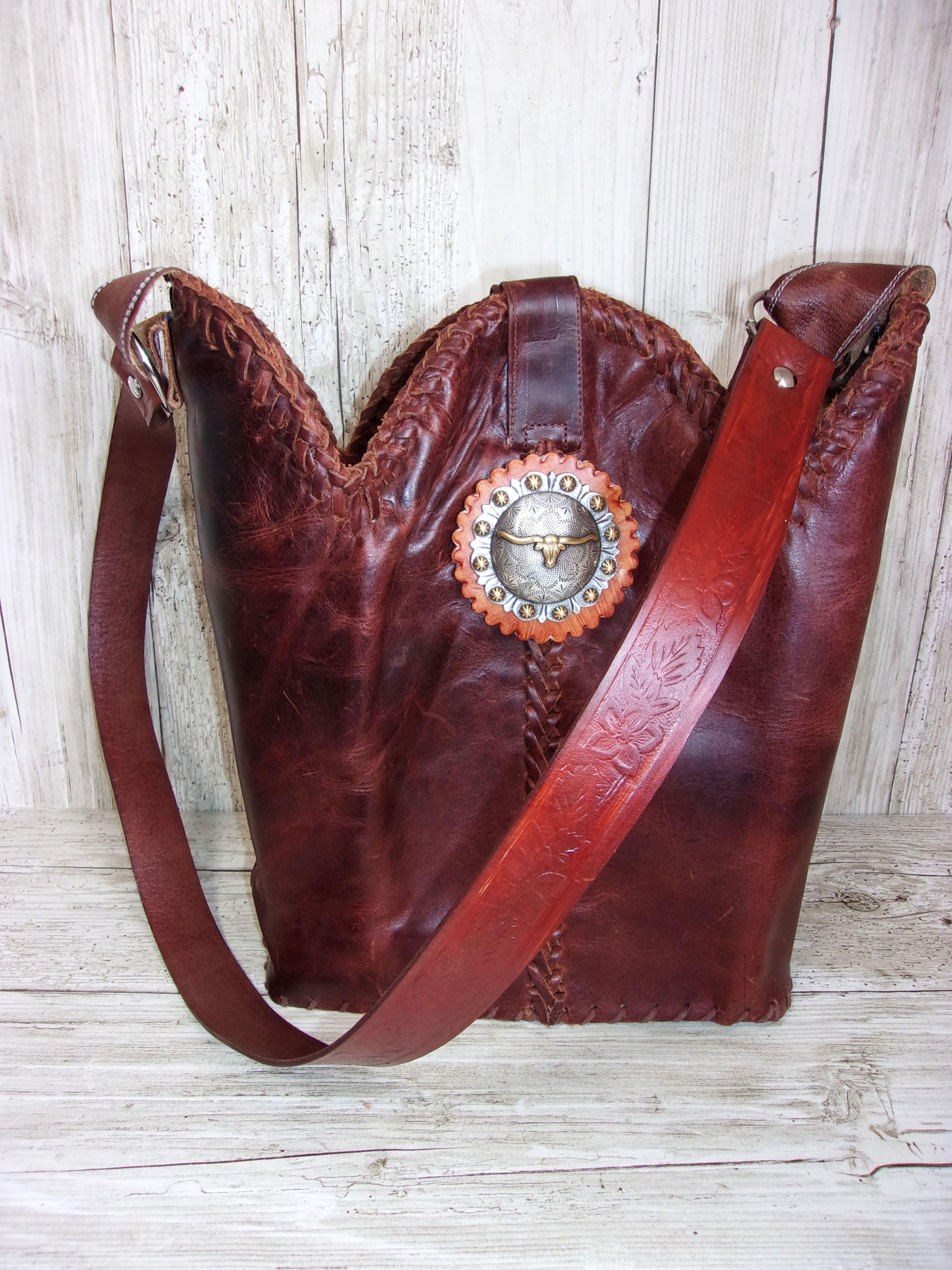 Cowboy Boot Purse - Handmade Leather Purse - Western Leather Purse BK76 cowboy boot purses, western fringe purse, handmade leather purses, boot purse, handmade western purse, custom leather handbags Chris Thompson Bags