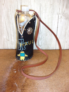 Cowboy Boot Water Bottle Tote - Bottle Caddy - Leather Bottle Holder WA21 cowboy boot purses, western fringe purse, handmade leather purses, boot purse, handmade western purse, custom leather handbags Chris Thompson Bags
