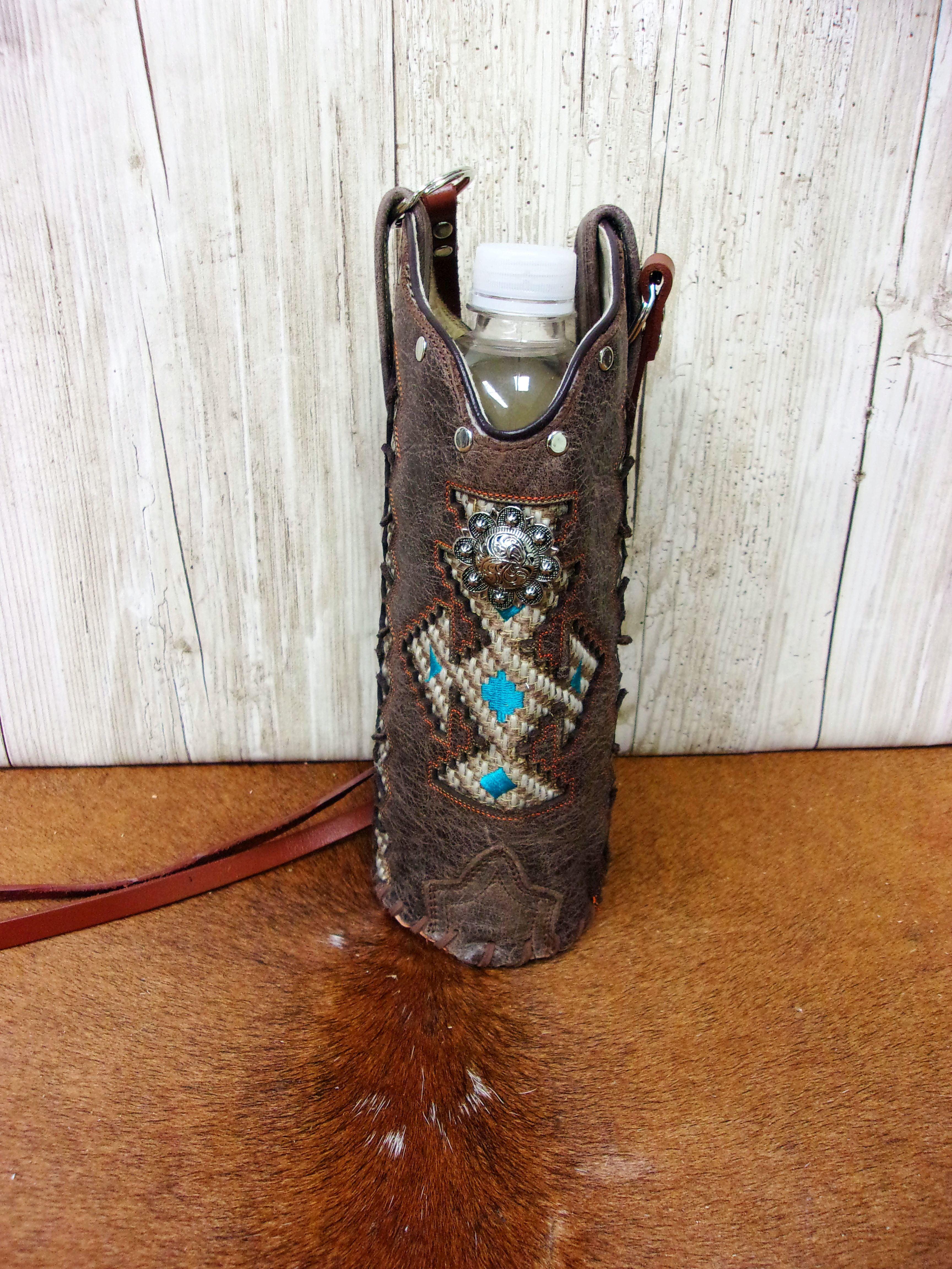 Cowboy Boot Water Bottle Tote - Bottle Caddy - Leather Bottle Holder WA25 cowboy boot purses, western fringe purse, handmade leather purses, boot purse, handmade western purse, custom leather handbags Chris Thompson Bags