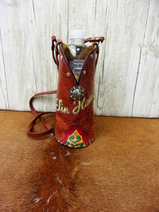 Cowboy Boot Water Bottle Tote - Bottle Caddy - Leather Bottle Holder WA40 cowboy boot purses, western fringe purse, handmade leather purses, boot purse, handmade western purse, custom leather handbags Chris Thompson Bags