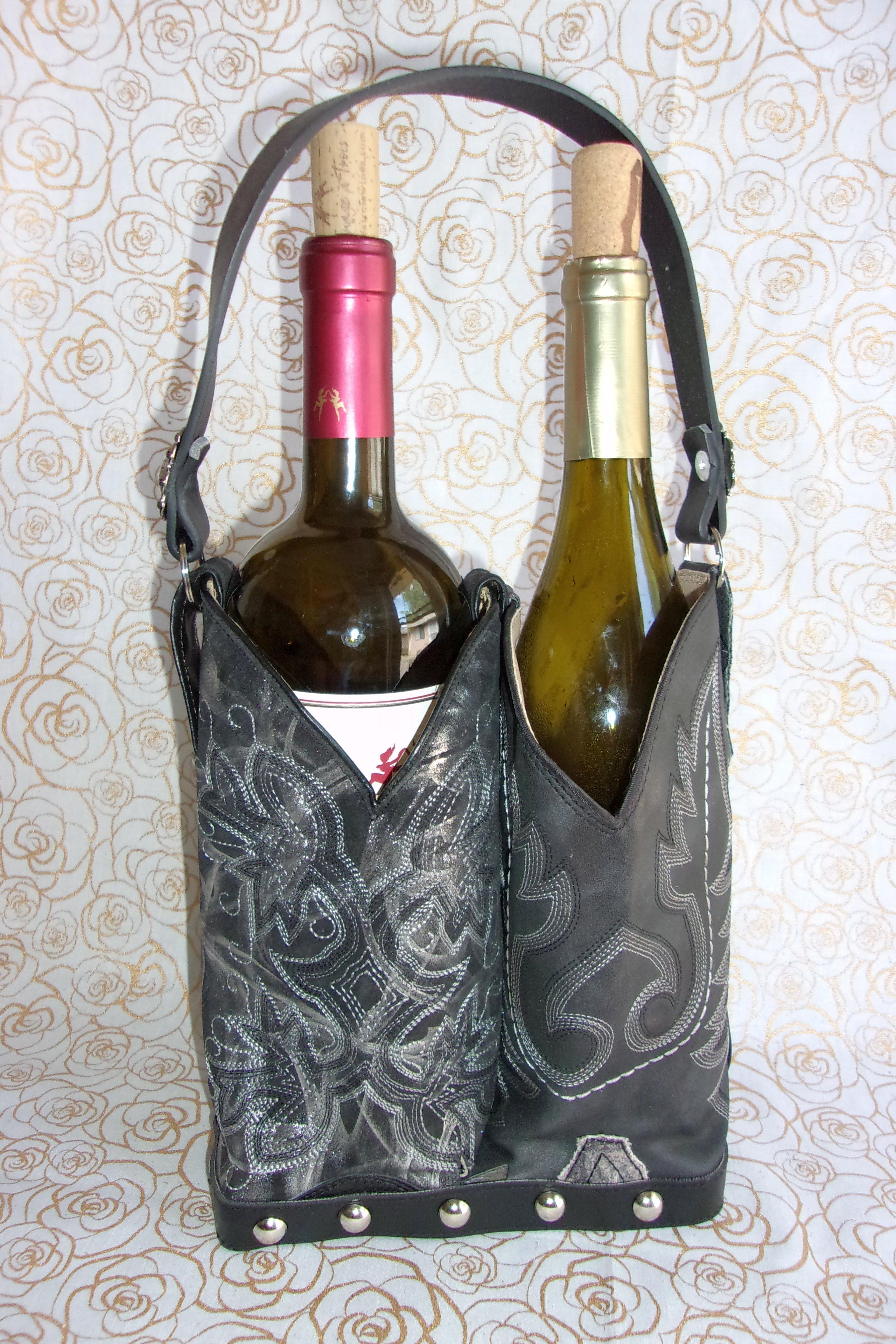 Double Wine Tote Bag - Leather Wine Carrier - Wine Lovers Gift – Wine Bag PP30 cowboy boot purses, western fringe purse, handmade leather purses, boot purse, handmade western purse, custom leather handbags Chris Thompson Bags