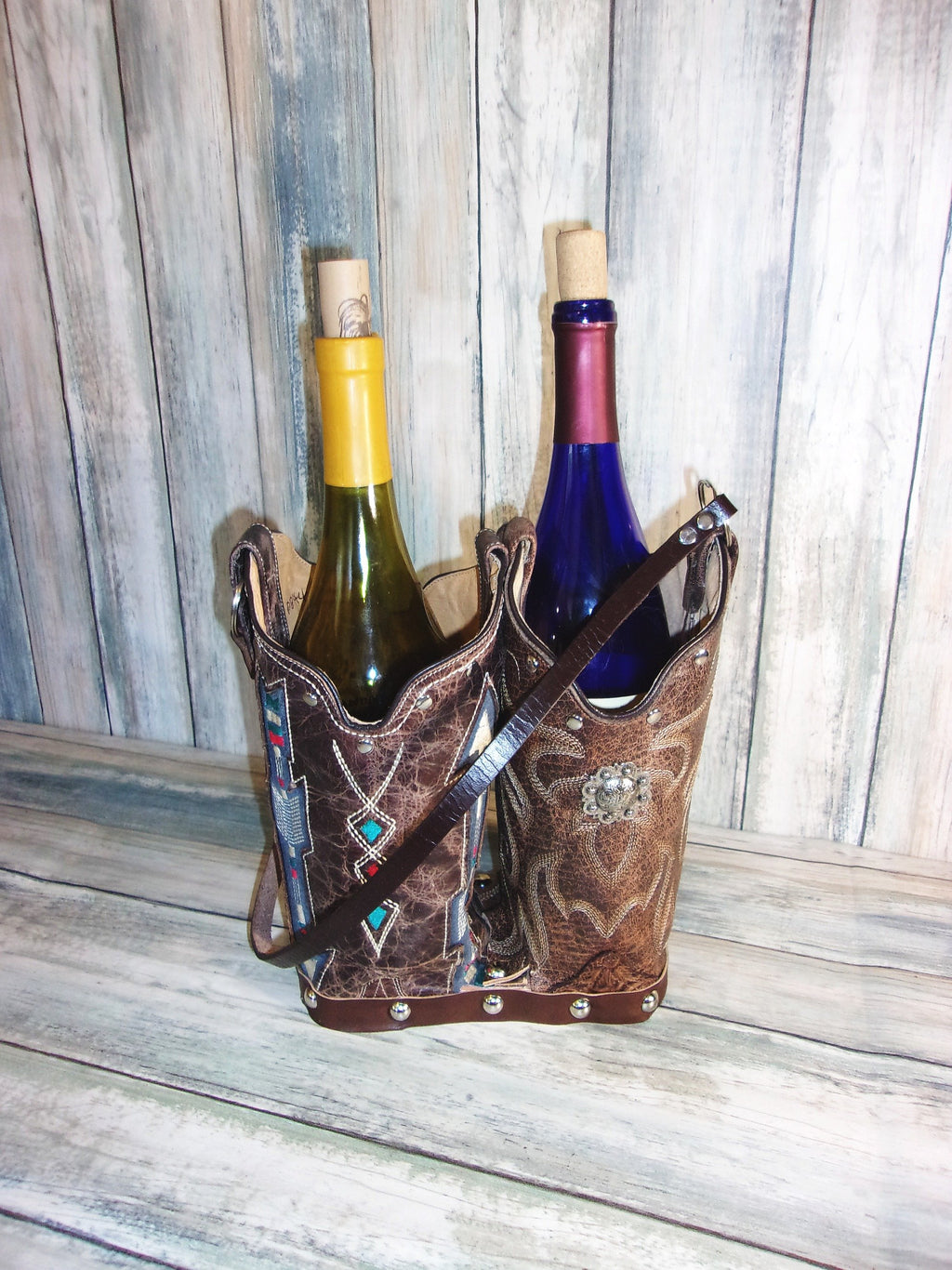 Double Wine Tote Bag - Leather Wine Carrier - Wine Lovers Gift – Wine Bag PP44 cowboy boot purses, western fringe purse, handmade leather purses, boot purse, handmade western purse, custom leather handbags Chris Thompson Bags