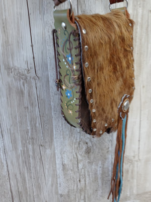 Hair on Hide Bag - Cowboy Boot Purse - Cowhide Purse - Handpainted Purse SB03 Chris Thompson Bags