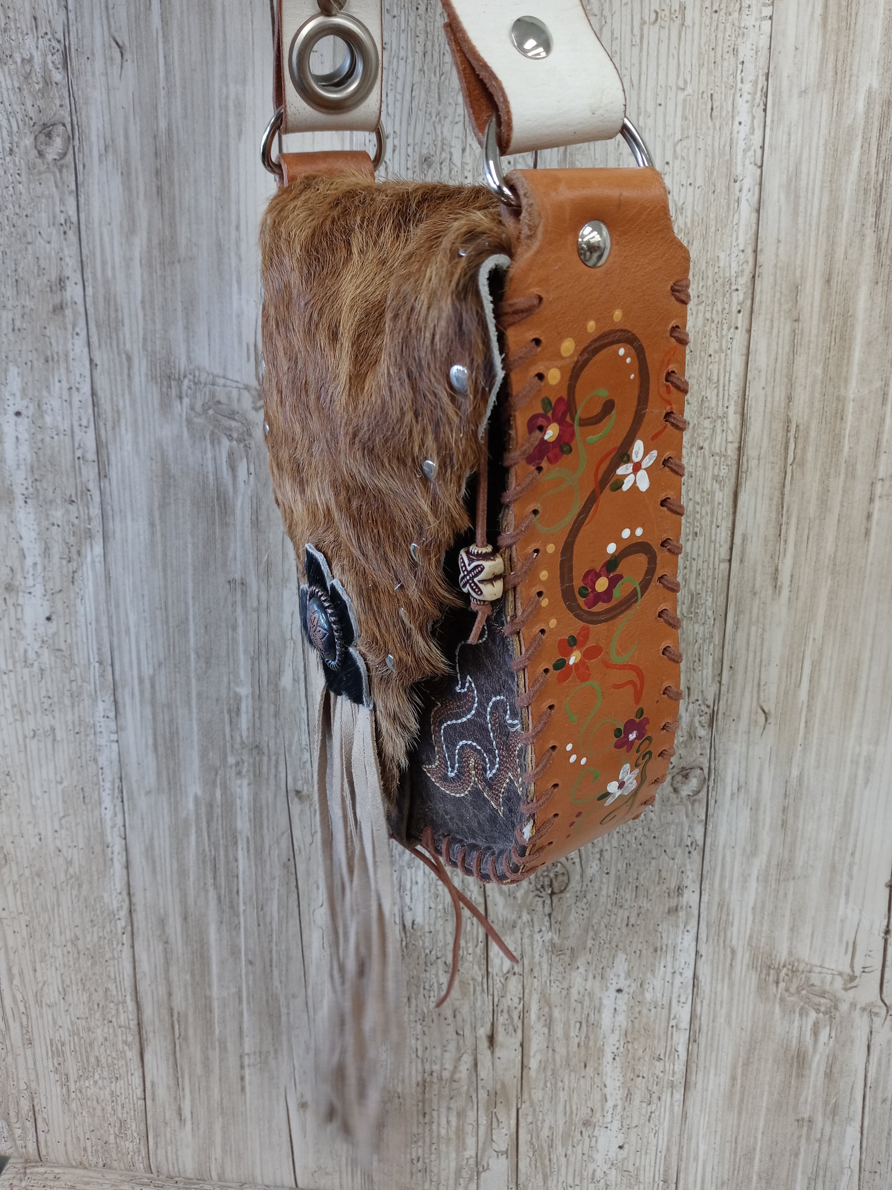 Hair on Hide Bag - Cowboy Boot Purse - Cowhide Purse - Handpainted Purse SB04 Chris Thompson Bags