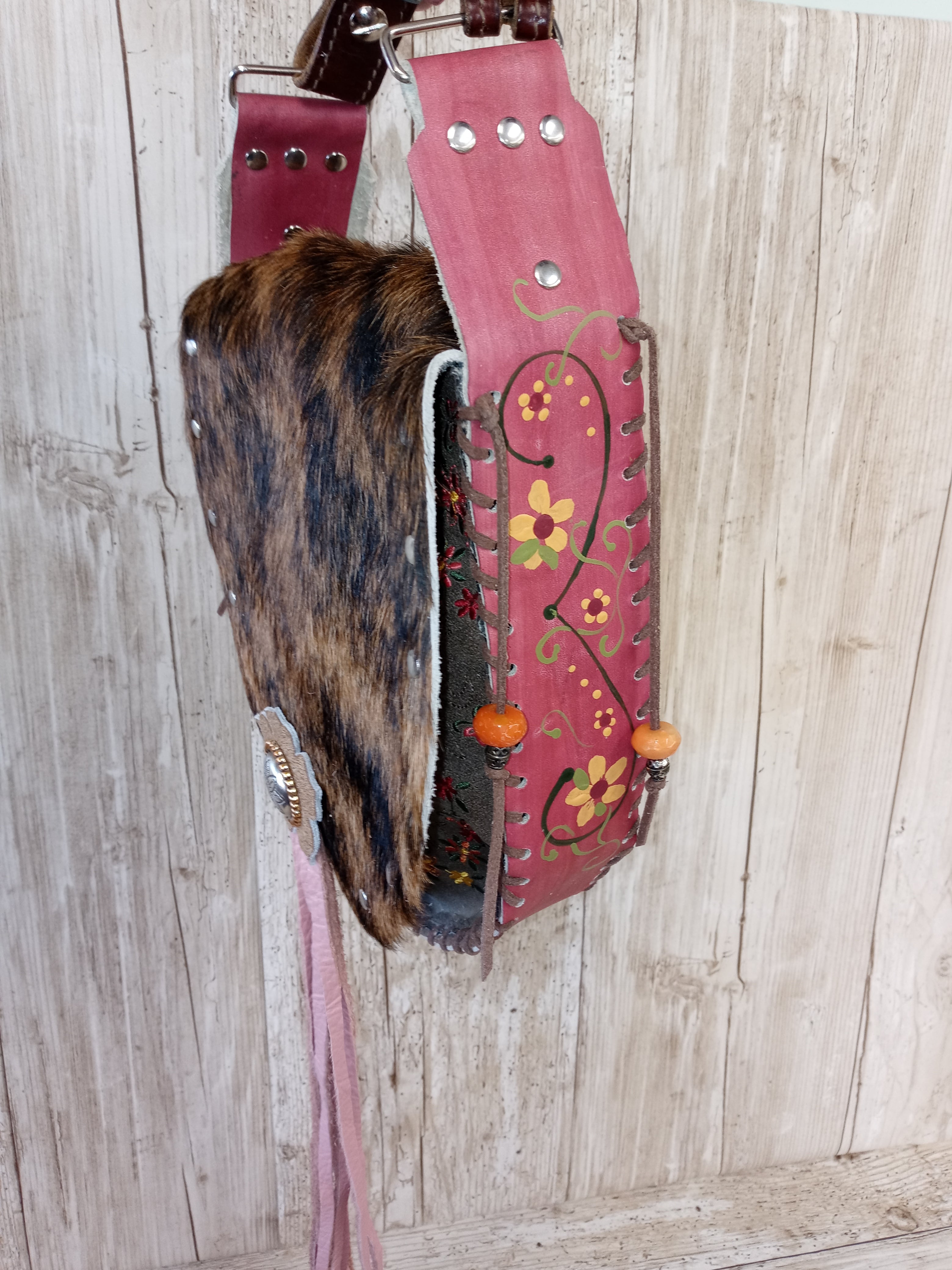 Hair on Hide Bag - Cowboy Boot Purse - Cowhide Purse - Handpainted Purse SB18 Chris Thompson Bags