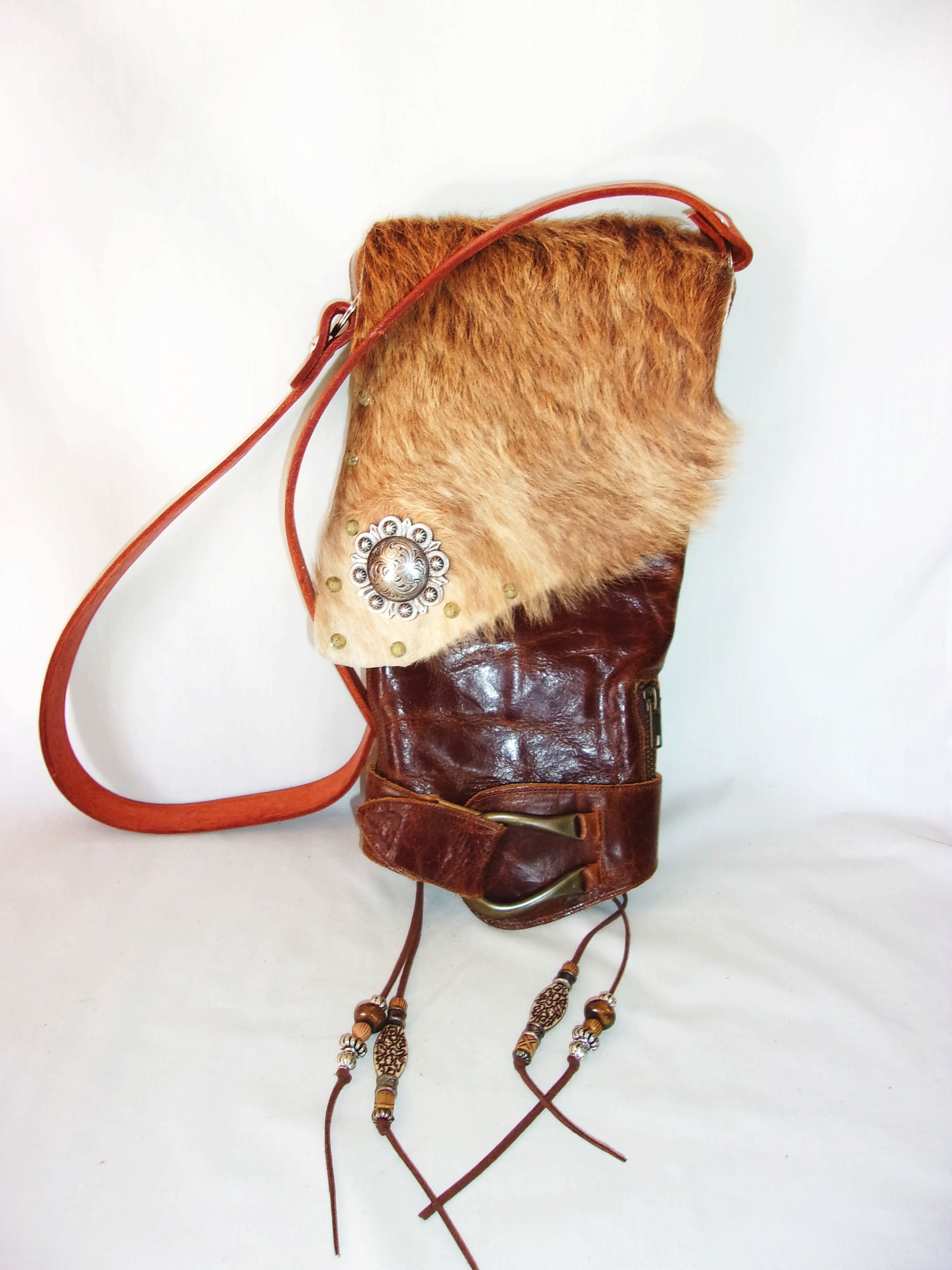 Hair on Hide Purse - Cowboy Boot Purse - Cowhide Purse - Western Boho Purse HH18 cowboy boot purses, western fringe purse, handmade leather purses, boot purse, handmade western purse, custom leather handbags Chris Thompson Bags
