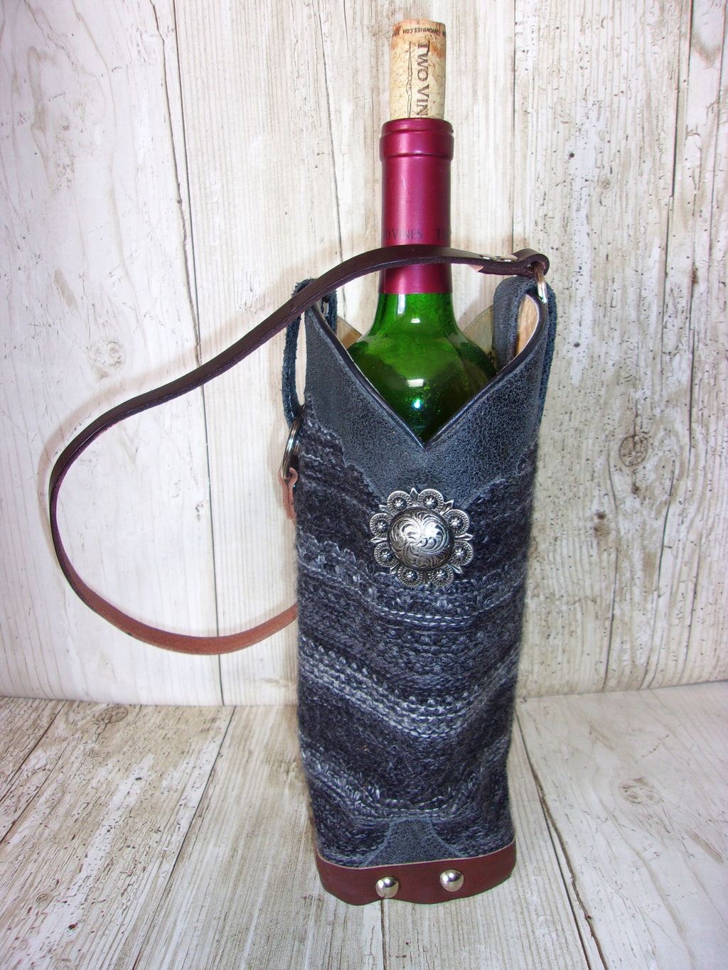 WT435  Wine Tote Bag - Leather Wine Carrier - Wine Lovers Gift – Leather Wine Bag cowboy boot purses, western fringe purse, handmade leather purses, boot purse, handmade western purse, custom leather handbags Chris Thompson Bags