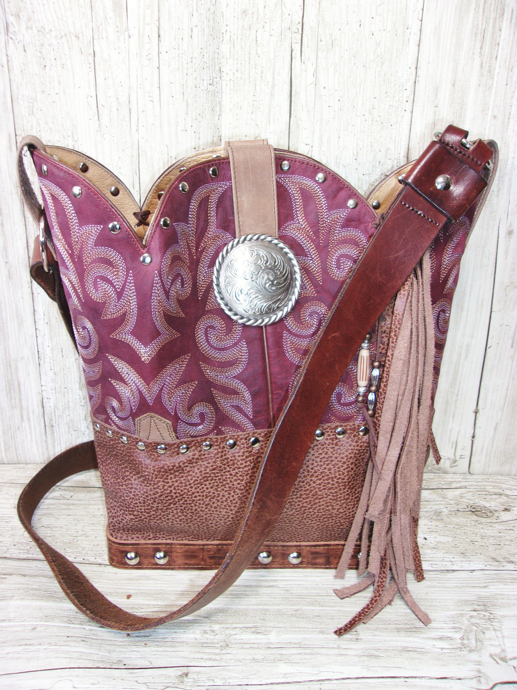 Leather Purse with Fringe - Cowboy Boot Purse with Fringe - Western Shoulder Bag with Fringe TS287 cowboy boot purses, western fringe purse, handmade leather purses, boot purse, handmade western purse, custom leather handbags Chris Thompson Bags