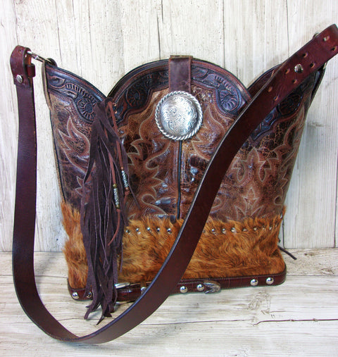 Top Shelf Cowboy Boot Purse with Fringe TS294