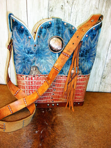 Leather Purse with Fringe - Cowboy Boot Purse with Fringe - Western Shoulder Bag with Fringe TS307 cowboy boot purses, western fringe purse, handmade leather purses, boot purse, handmade western purse, custom leather handbags Chris Thompson Bags