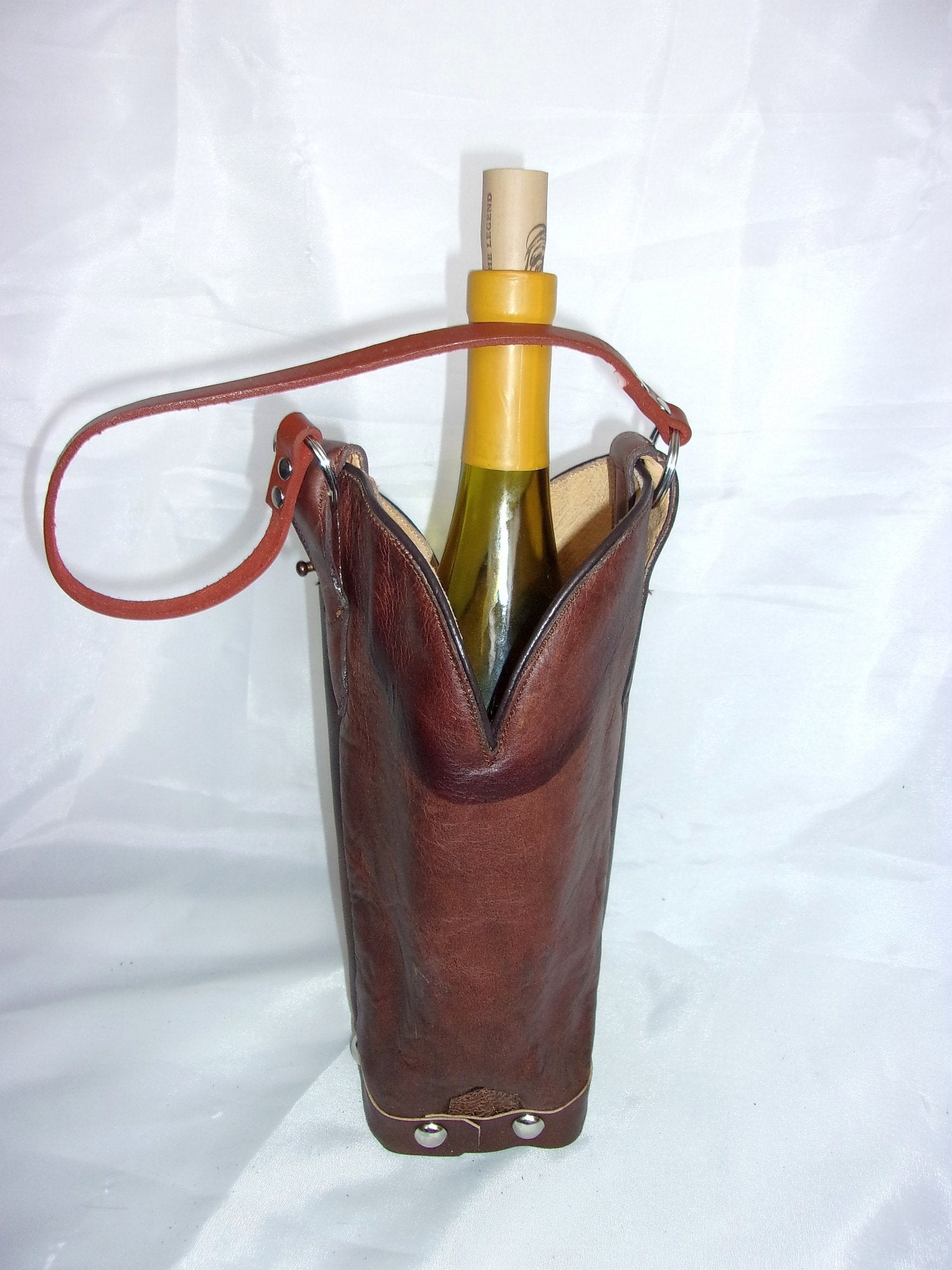 WT539  Wine Tote Bag - Leather Wine Carrier - Wine Lovers Gift – Leather Wine Bag cowboy boot purses, western fringe purse, handmade leather purses, boot purse, handmade western purse, custom leather handbags Chris Thompson Bags