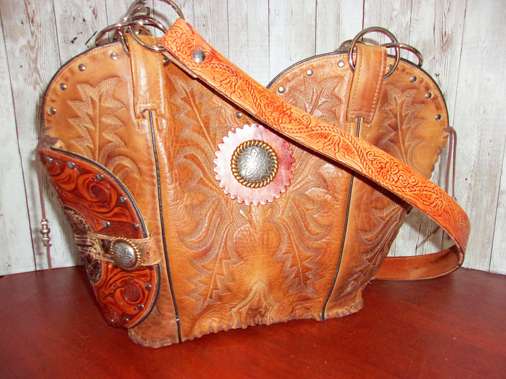 Western Concealed Carry Purse - CC Purse - Western Gun Purse - Handcrafted Conceal Carry Purse - Cowboy Boot Purse CB68 cowboy boot purses, western fringe purse, handmade leather purses, boot purse, handmade western purse, custom leather handbags Chris Thompson Bags