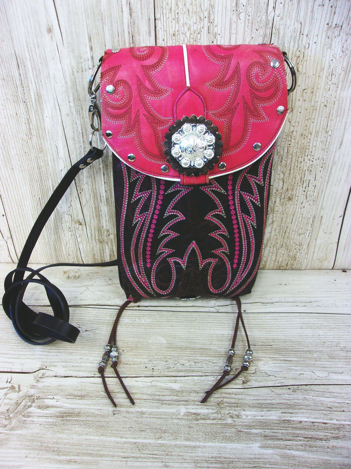 Cowboy Boot Crossbody Hipster Purse HP886 handcrafted from cowboy boots. Shop all unique leather western handbags, purses and totes at Chris Thompson Bags