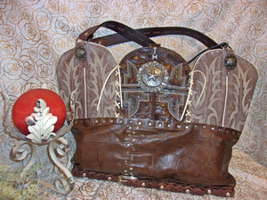 Western Laptop Tote - Extra Large Cowboy Boot Purse - Western Travel Bag LT23 cowboy boot purses, western fringe purse, handmade leather purses, boot purse, handmade western purse, custom leather handbags Chris Thompson Bags