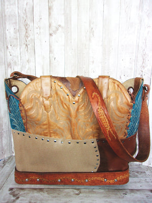 Western Laptop Tote - Extra Large Cowboy Boot Purse - Western Travel Bag LT38 cowboy boot purses, western fringe purse, handmade leather purses, boot purse, handmade western purse, custom leather handbags Chris Thompson Bags