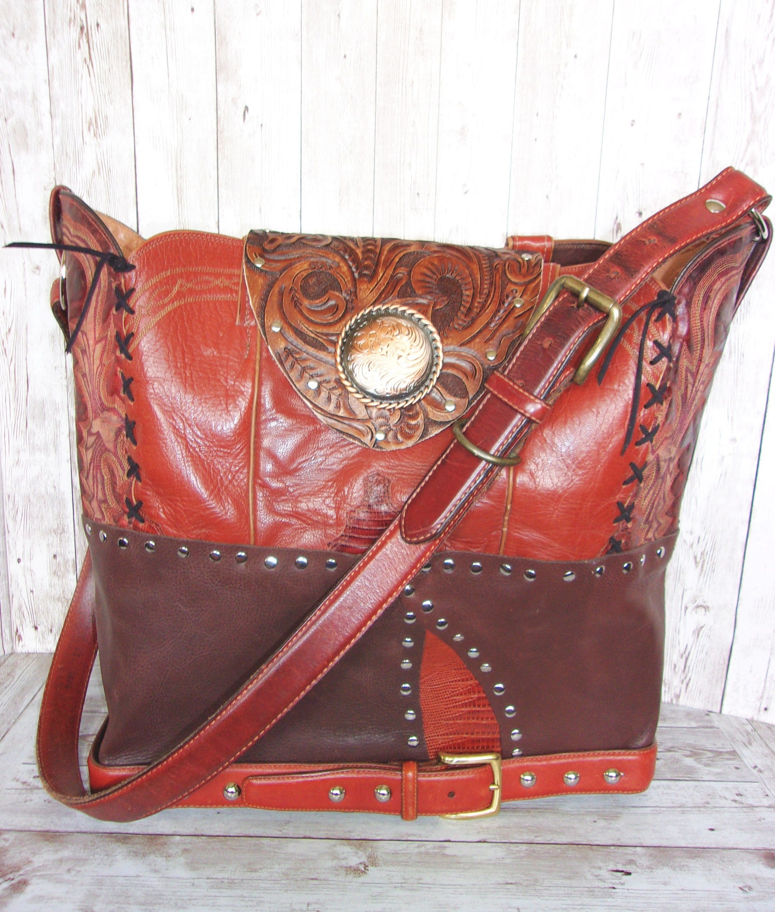Western Laptop Tote - Extra Large Cowboy Boot Purse - Western Travel Bag LT45 cowboy boot purses, western fringe purse, handmade leather purses, boot purse, handmade western purse, custom leather handbags Chris Thompson Bags
